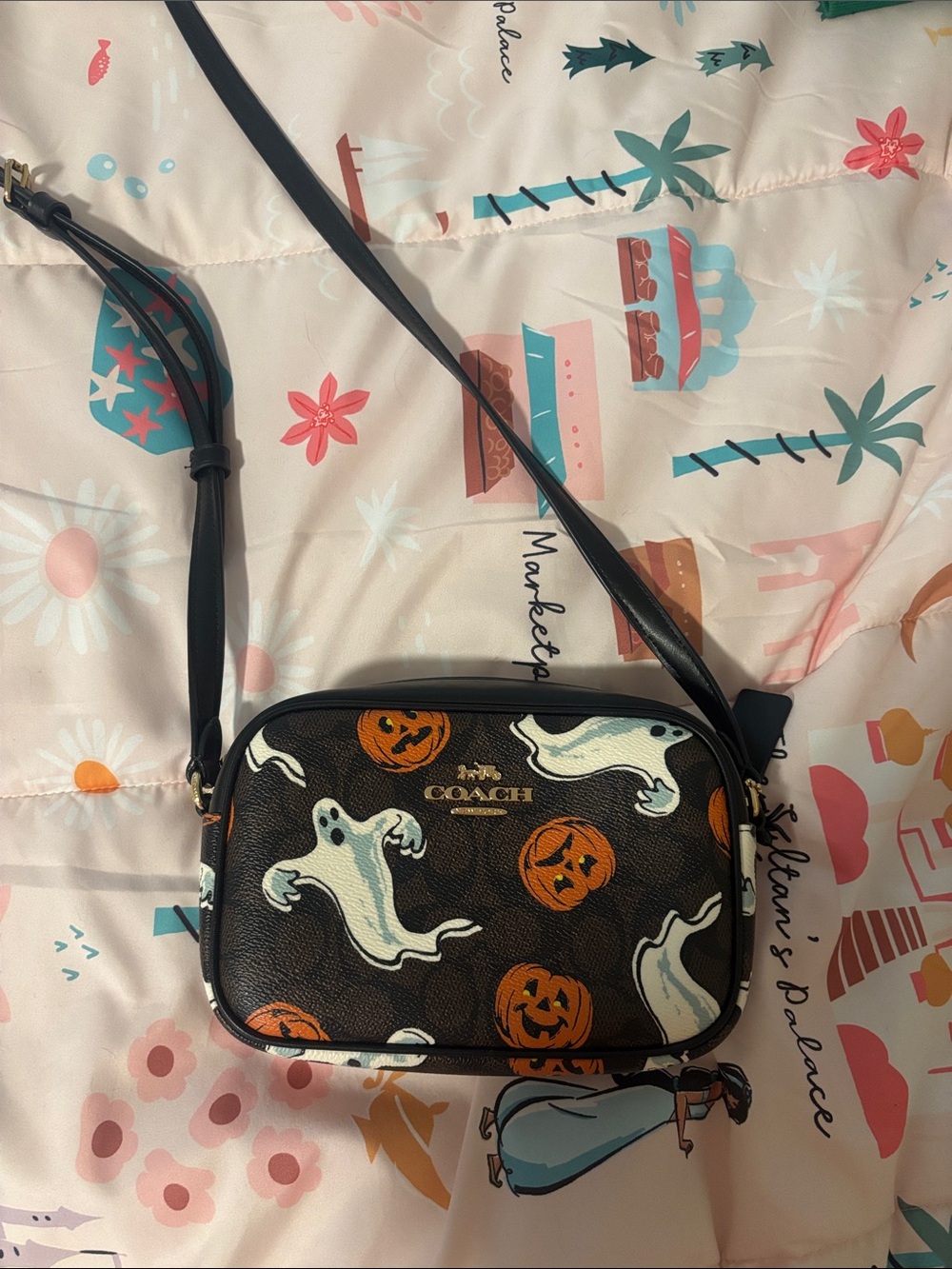 Coach Black Crossbody Bag with Ghost & Pumpkin Print